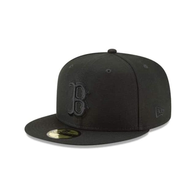 Black Boston Red Sox Hat - New Era MLB Blackout Basic 59FIFTY Fitted Caps USA7294681